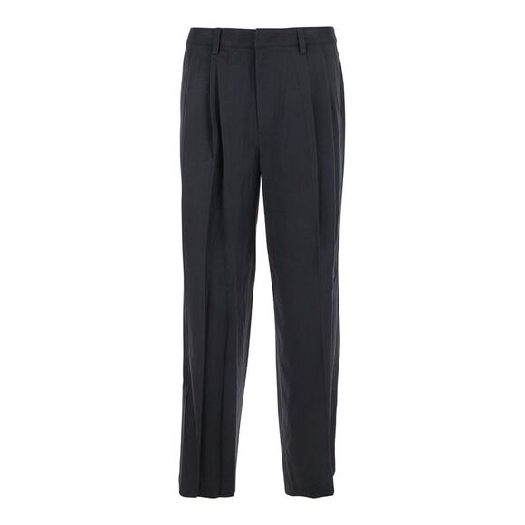 Dunst Men Black Tailored Trousers With Front Pleats In Fabric Man